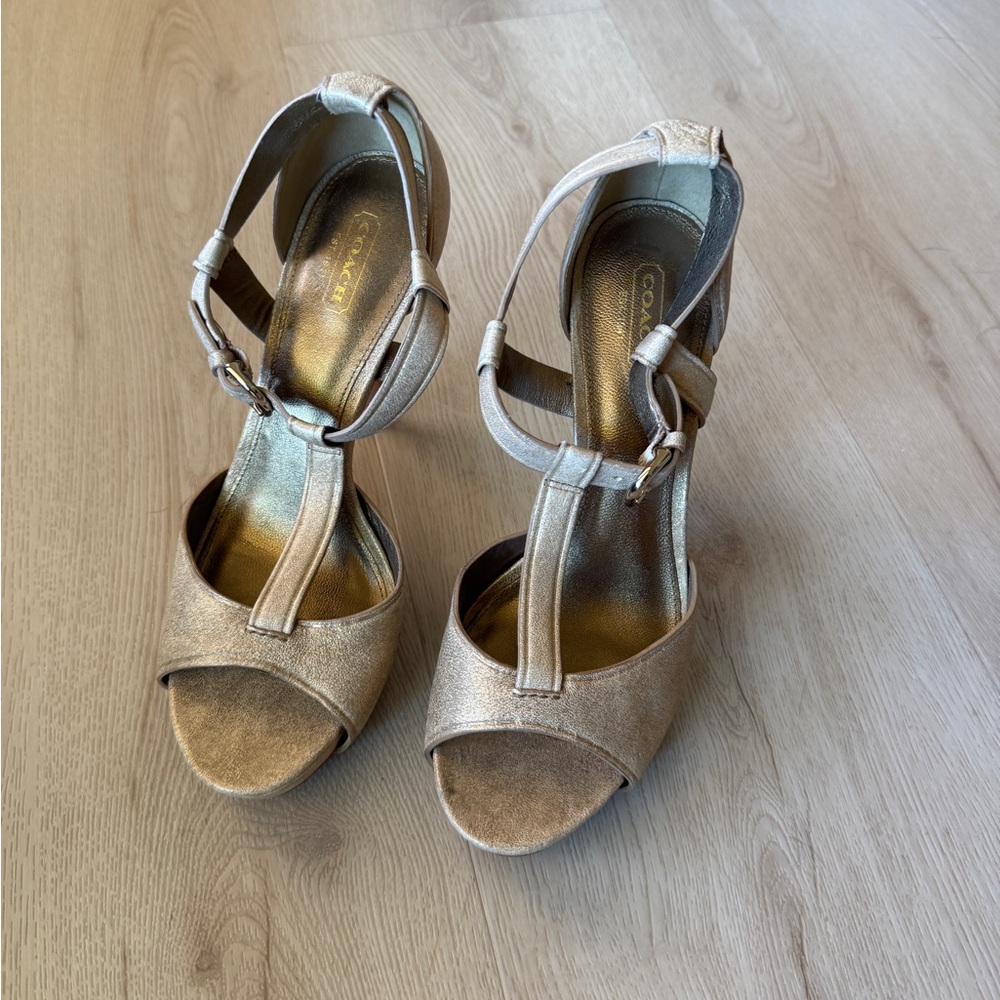 Coach Women's Shiny Gold Sandals